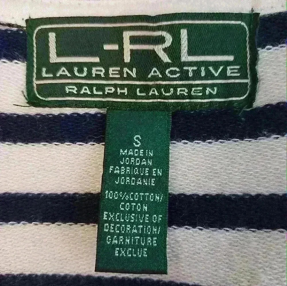 Lauren Ralph Lauren Active Jacket Navy White Stripes 3/4 Sleeves Cotton Size S - Picture 16 of 16